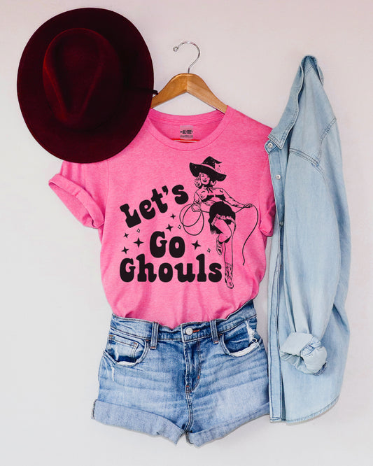 Let's Go Ghouls Halloween Graphic Tee - Heather Charity Pink