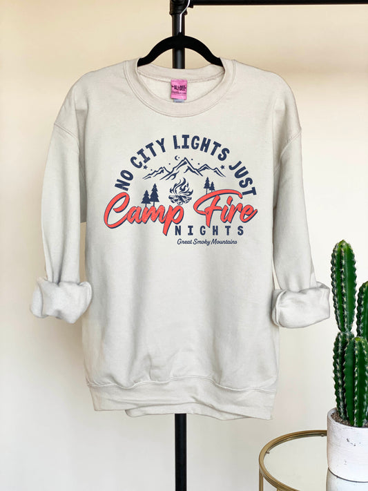 No City Lights Smoky Mountains Graphic Sweatshirt - Sand