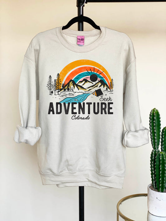 Seek Adventure Colorado Graphic Sweatshirt - Sand
