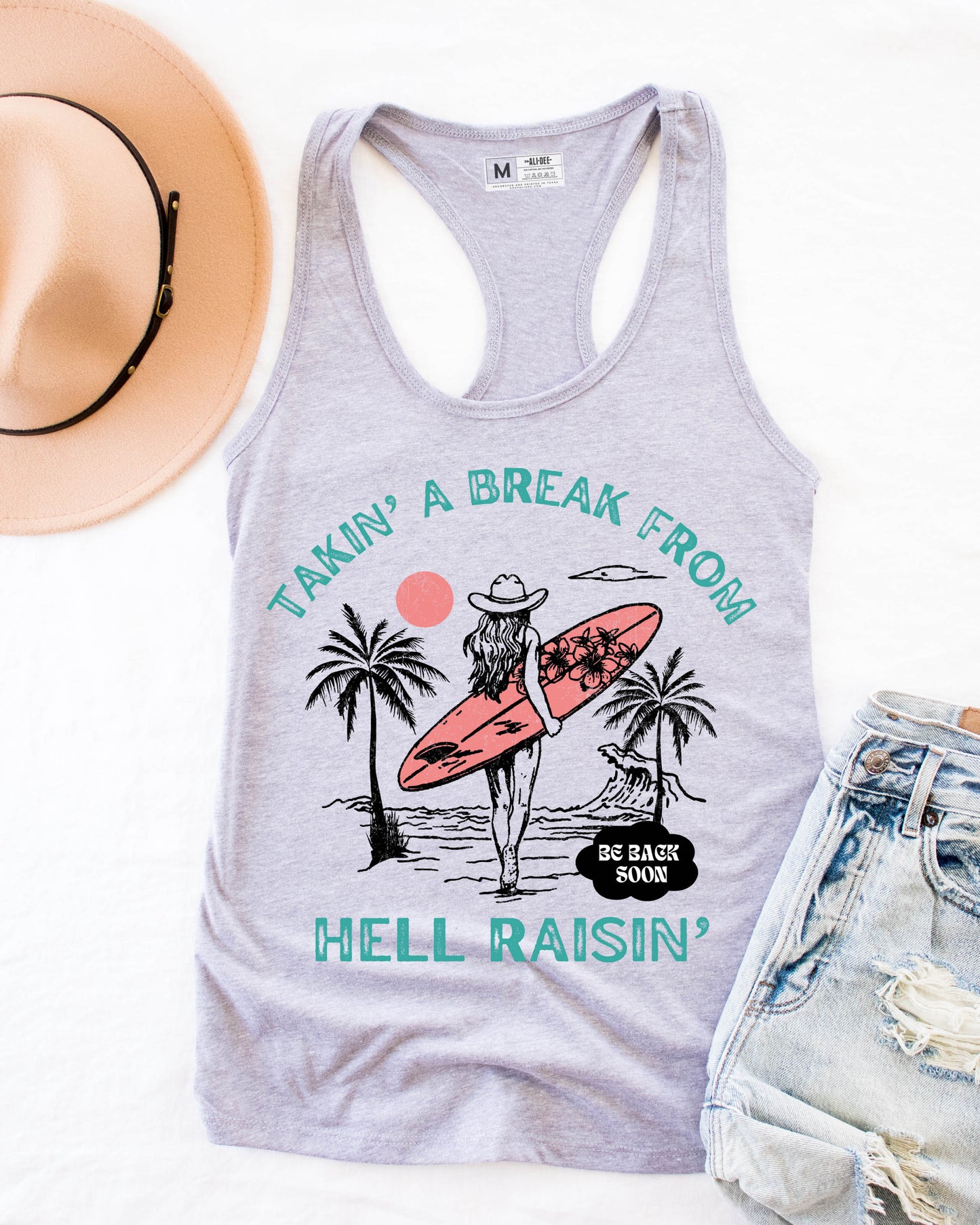 Takin A Break from Hell Raisin' Graphic Tank - Heather Grey