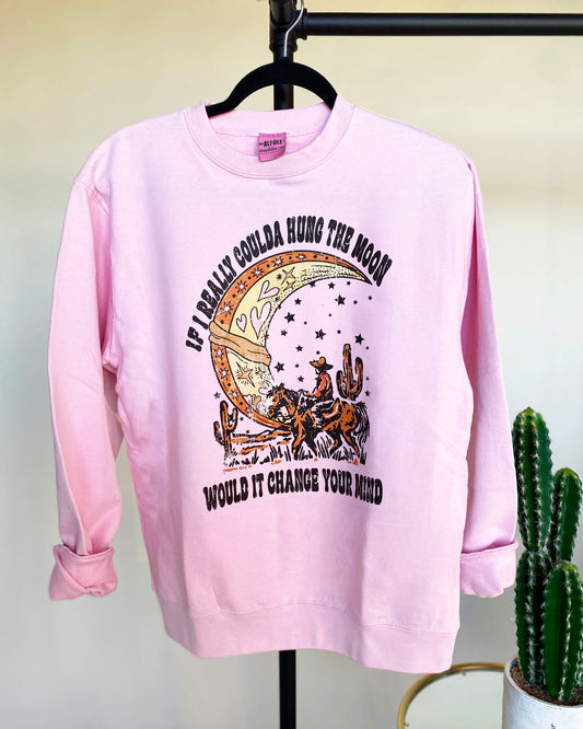 Hung the Moon Valentines Day Graphic Sweatshirt - Pink