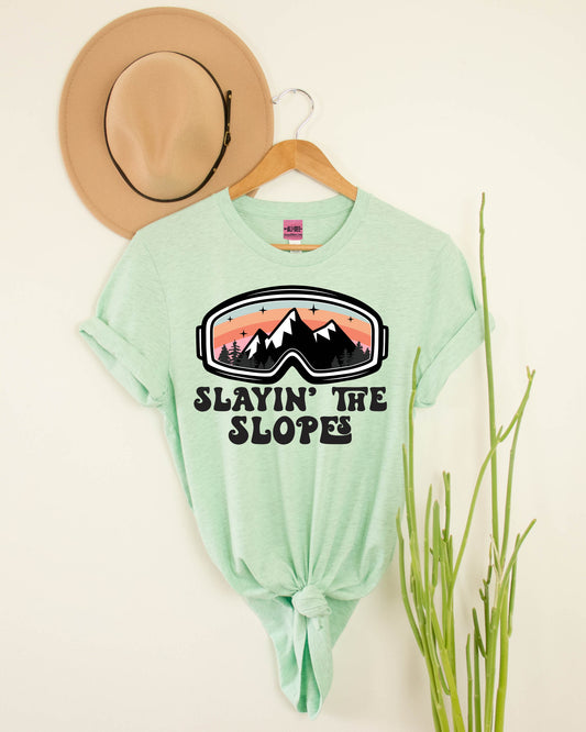 Slayin the Slopes Graphic Tee - Mint