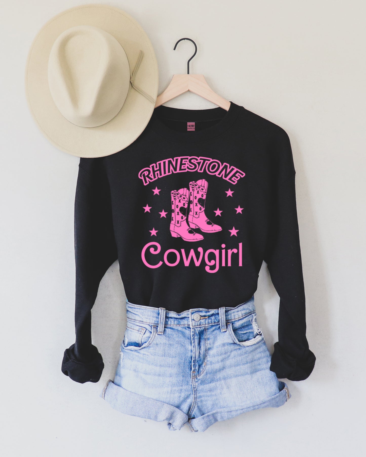 Rhinestone Cowgirl Western Graphic Sweatshirt - Black Sweatshirt
