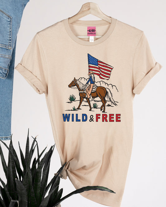 Wild & Free Western Graphic Tee - Sand