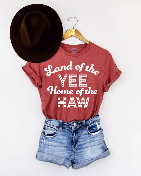 Land of the Yee Home of the Haw Tee - Heather Red