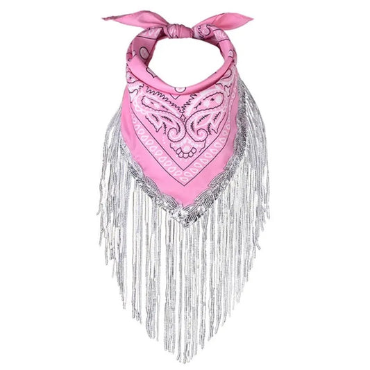 Sequins Trim Bandana - Pink