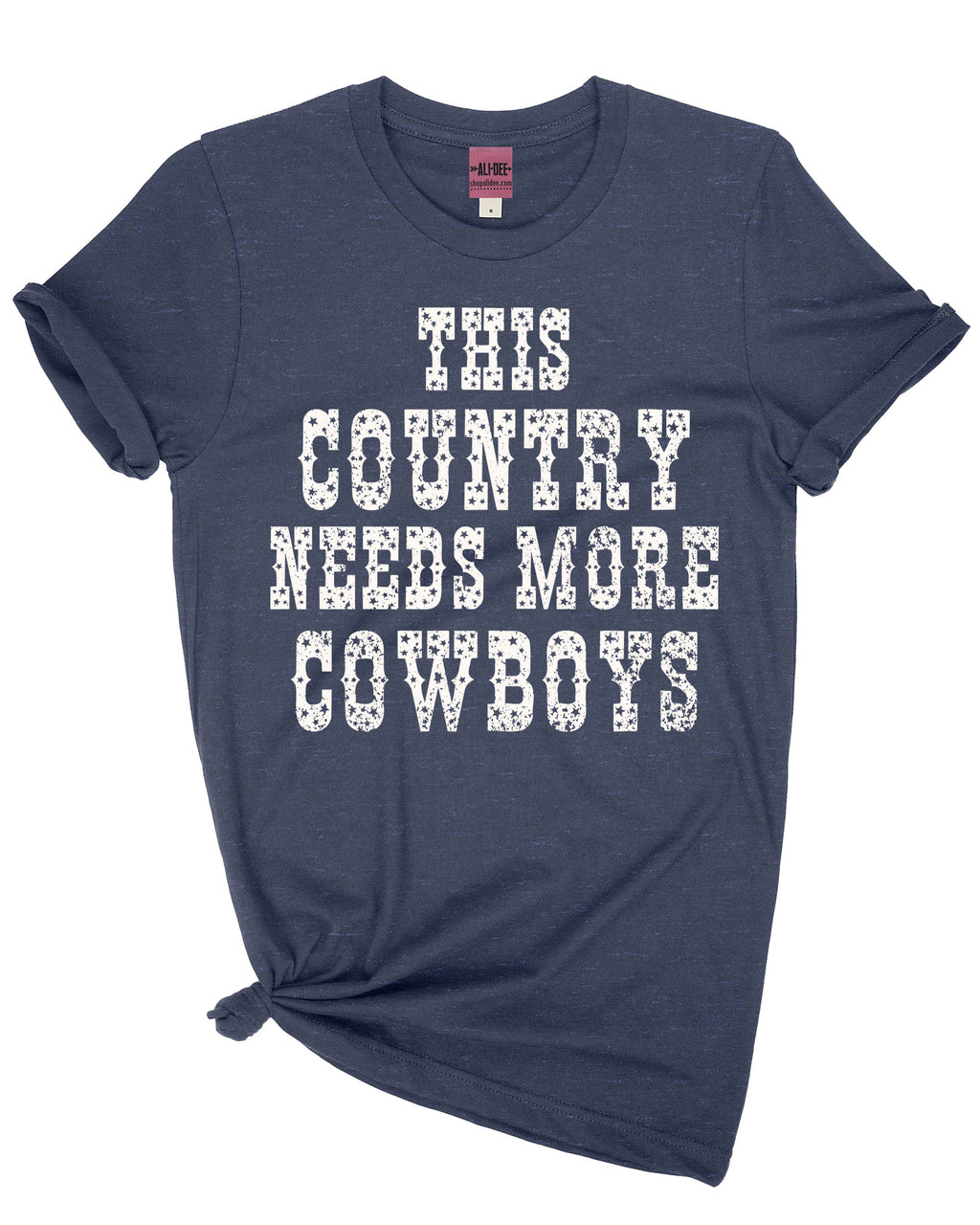 This Country Needs More Cowboys Tee - Heather Denim