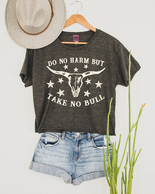 Do No Harm Crop Tee - Charcoal