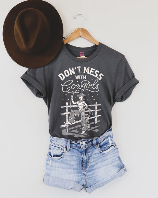 Don't Mess With Cowgirls Tee - Asphalt