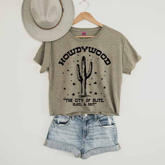 Howdywood Crop Tee - Heather Storm