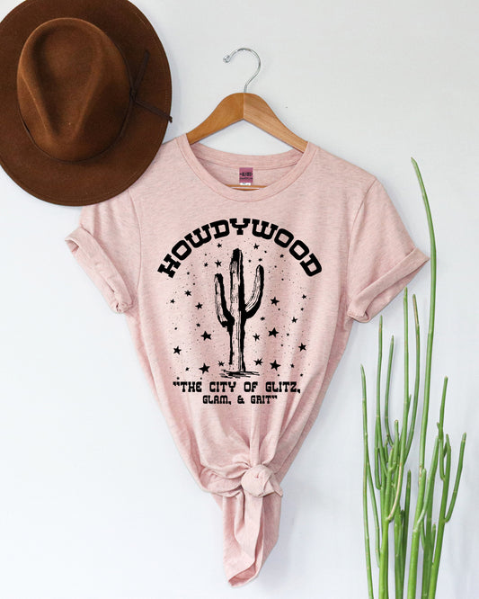 Howdywood Tee - Peachy Pink