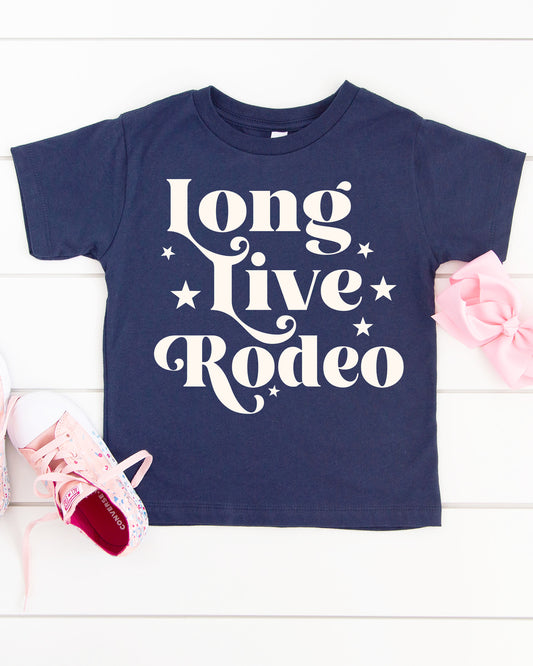 Kids Long Live Rodeo Tee - Heather Denim