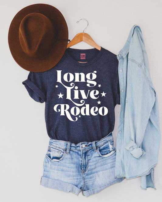 Long Live Rodeo Tee - Heather Denim