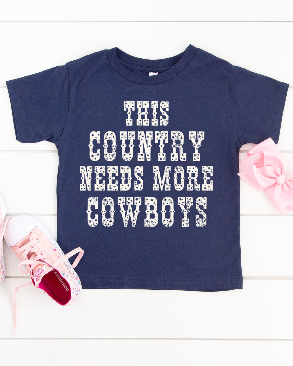 Kids This Country Needs More Cowboys Tee - Heather Denim