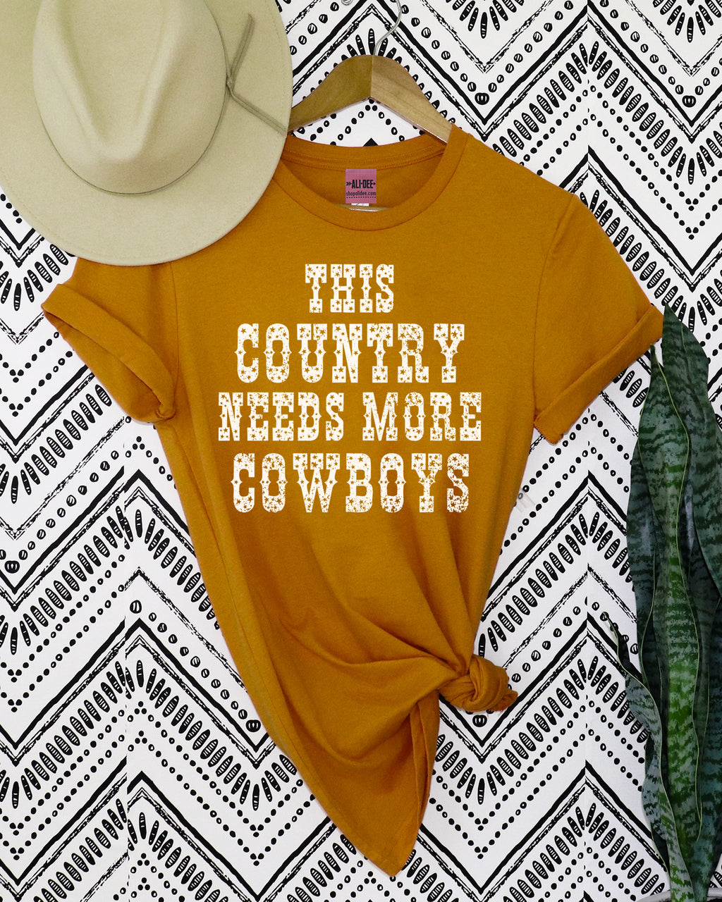 This Country Needs More Cowboys Tee - Camel