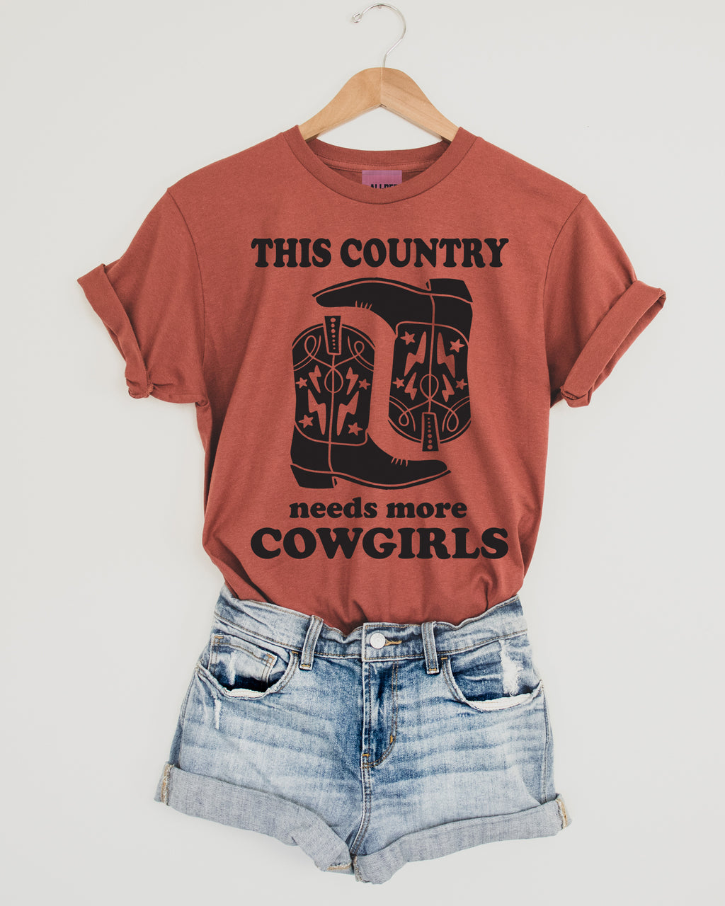 This Country Needs More Cowgirls Tee- Terracotta
