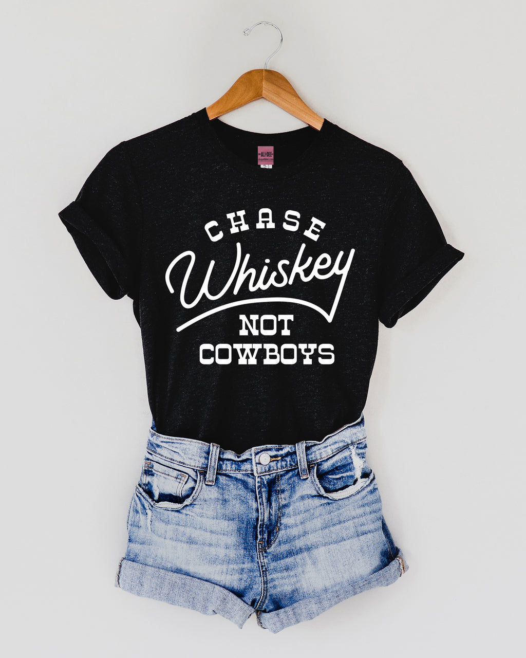 Chase Whiskey Not Cowboys Tee - Heather Black