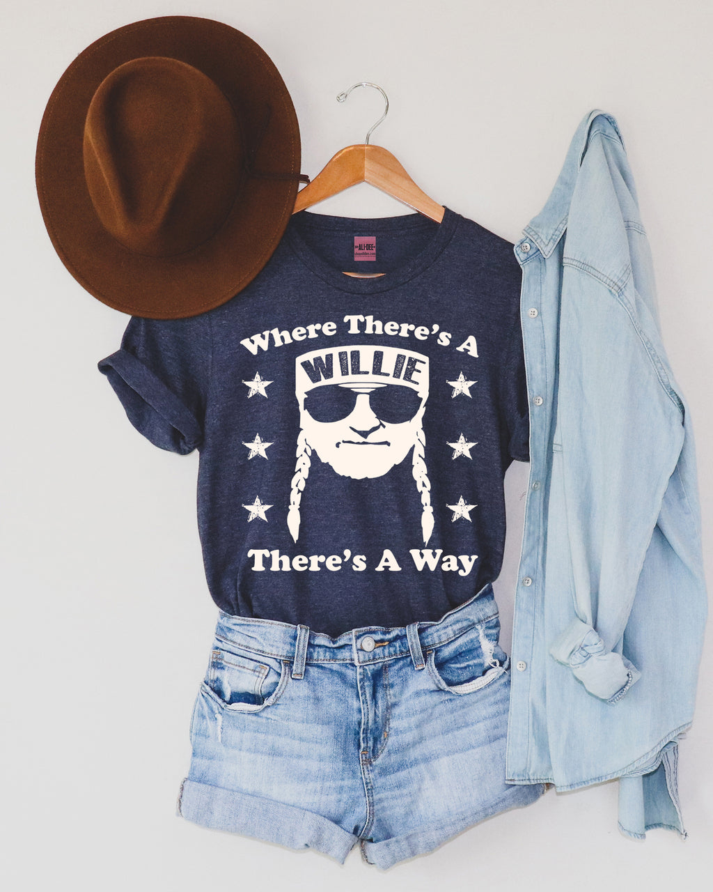 Where There's A Willie Tee - Heather Denim