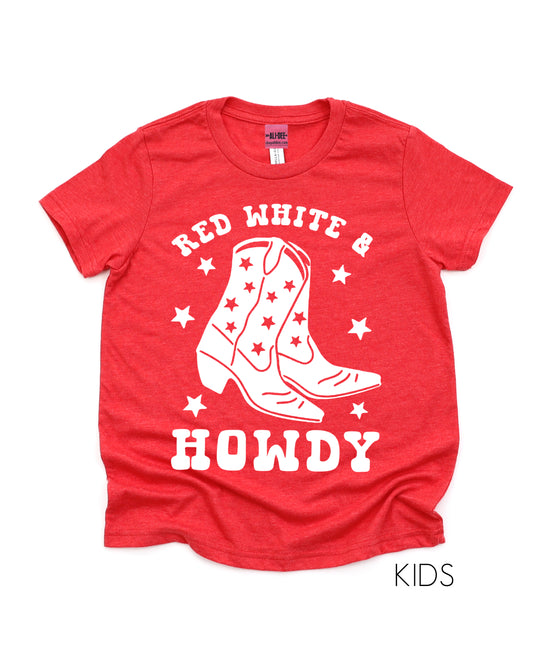 Kids Red White and Howdy - Heather Red