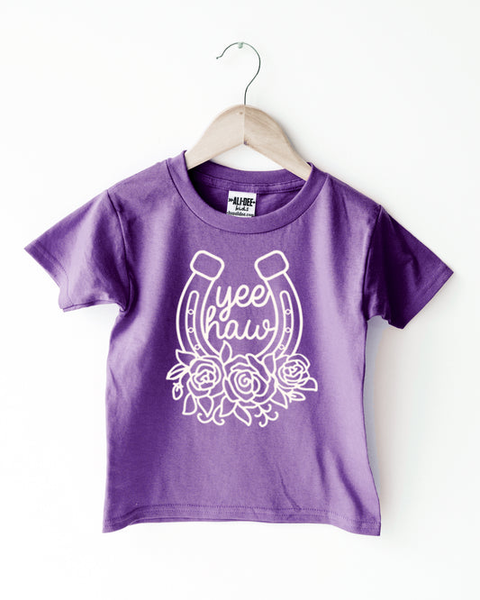 Toddler Yee Haw Horseshoe Tee - Vintage Purple