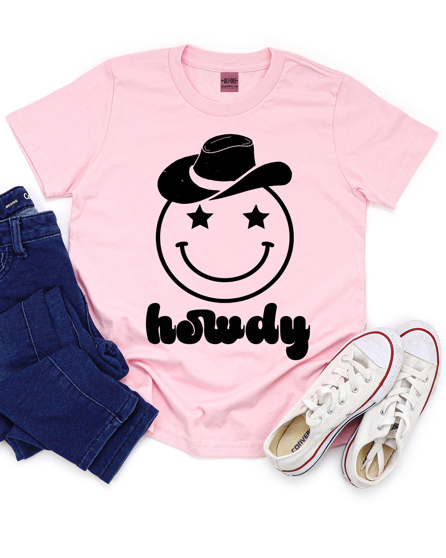 Kids Howdy Smiley Tee - Pink