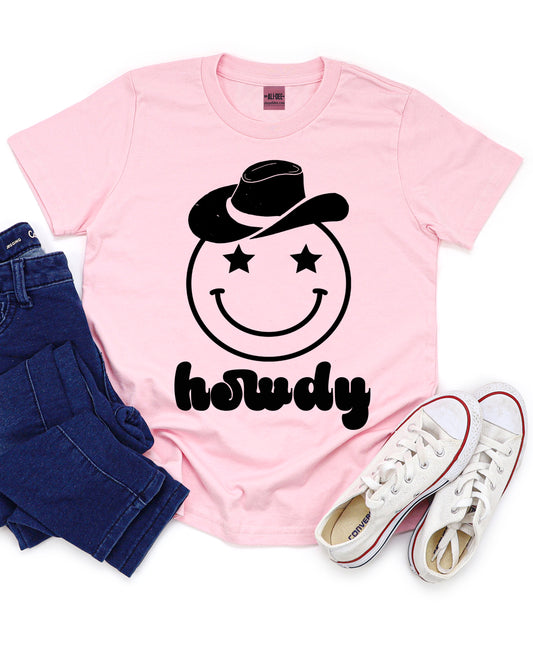 Kids Howdy Smiley Tee - Pink