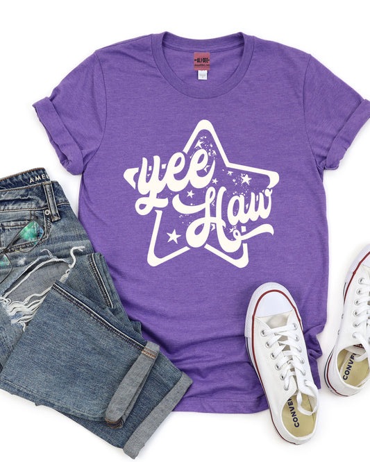 Kids Yee Haw Star Tee - Vintage Purple
