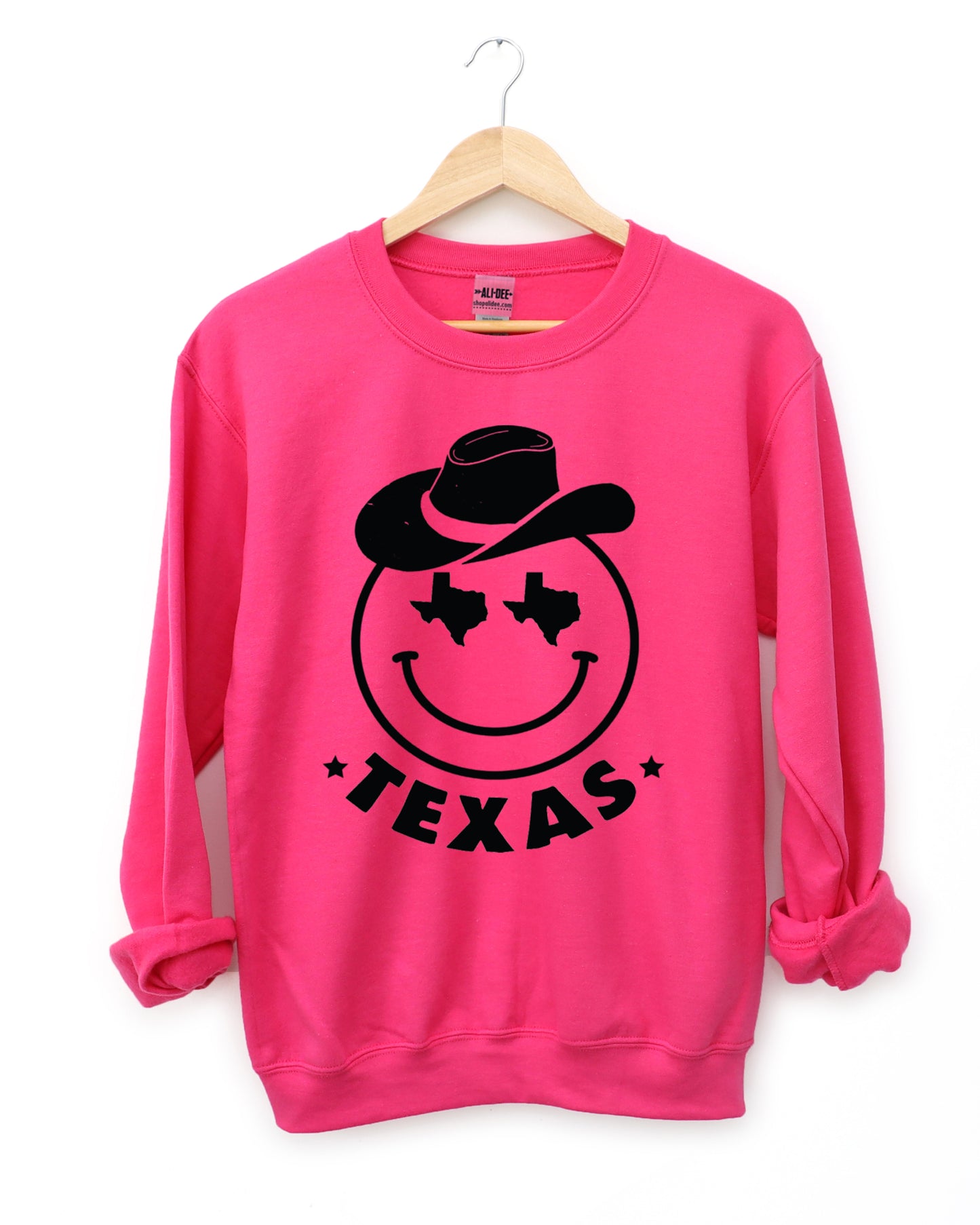 Texas Smiley Sweatshirt - Fuchsia