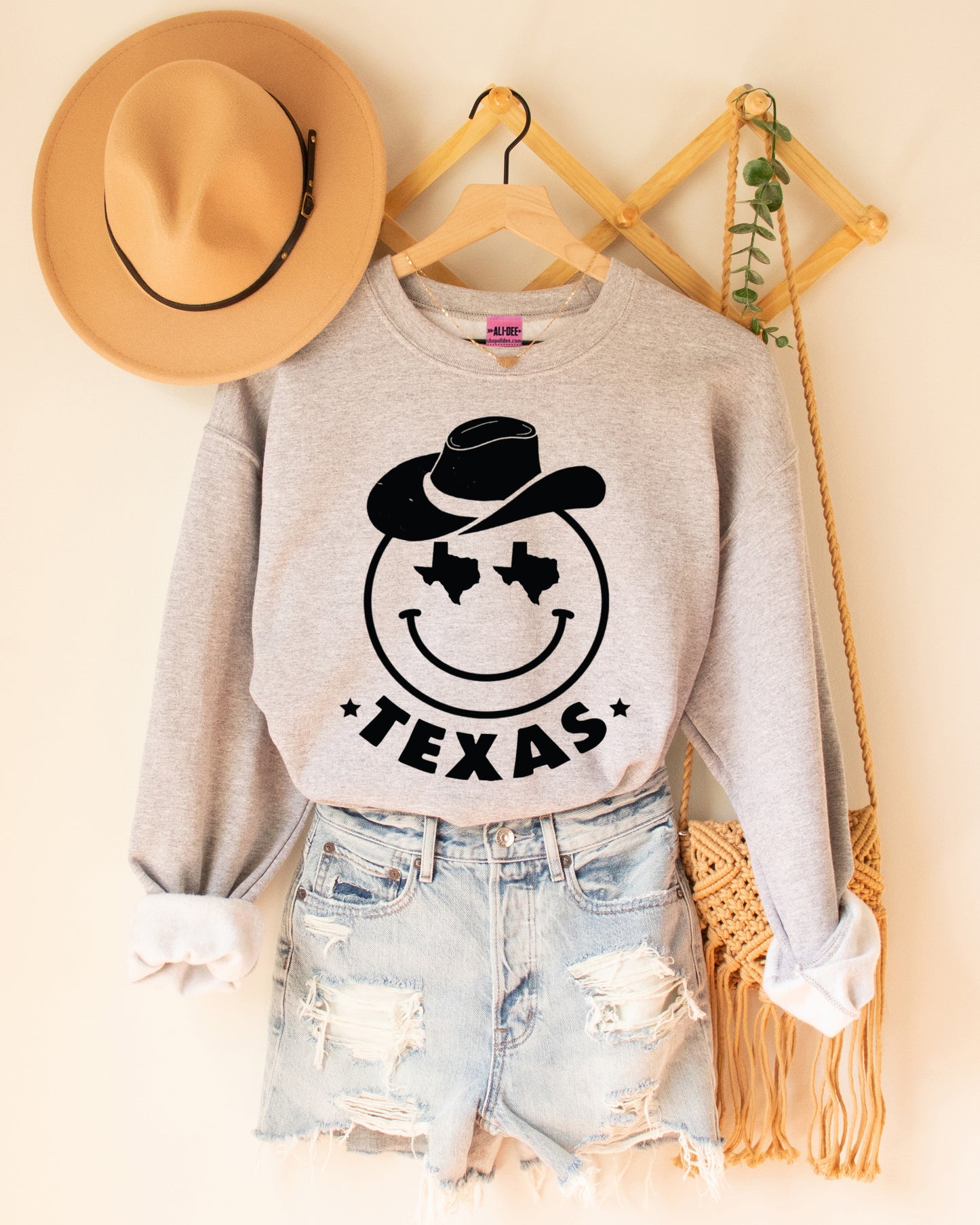 Texas Smiley Sweatshirt - Sport Grey