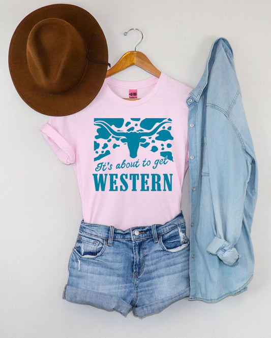 It's About to Get Western Graphic Tee - Pink