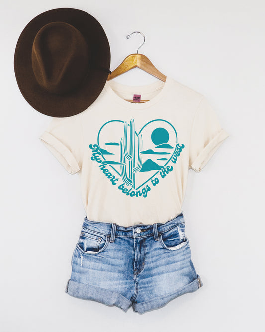 My Heart Belongs To The West Graphic Tee - Natural