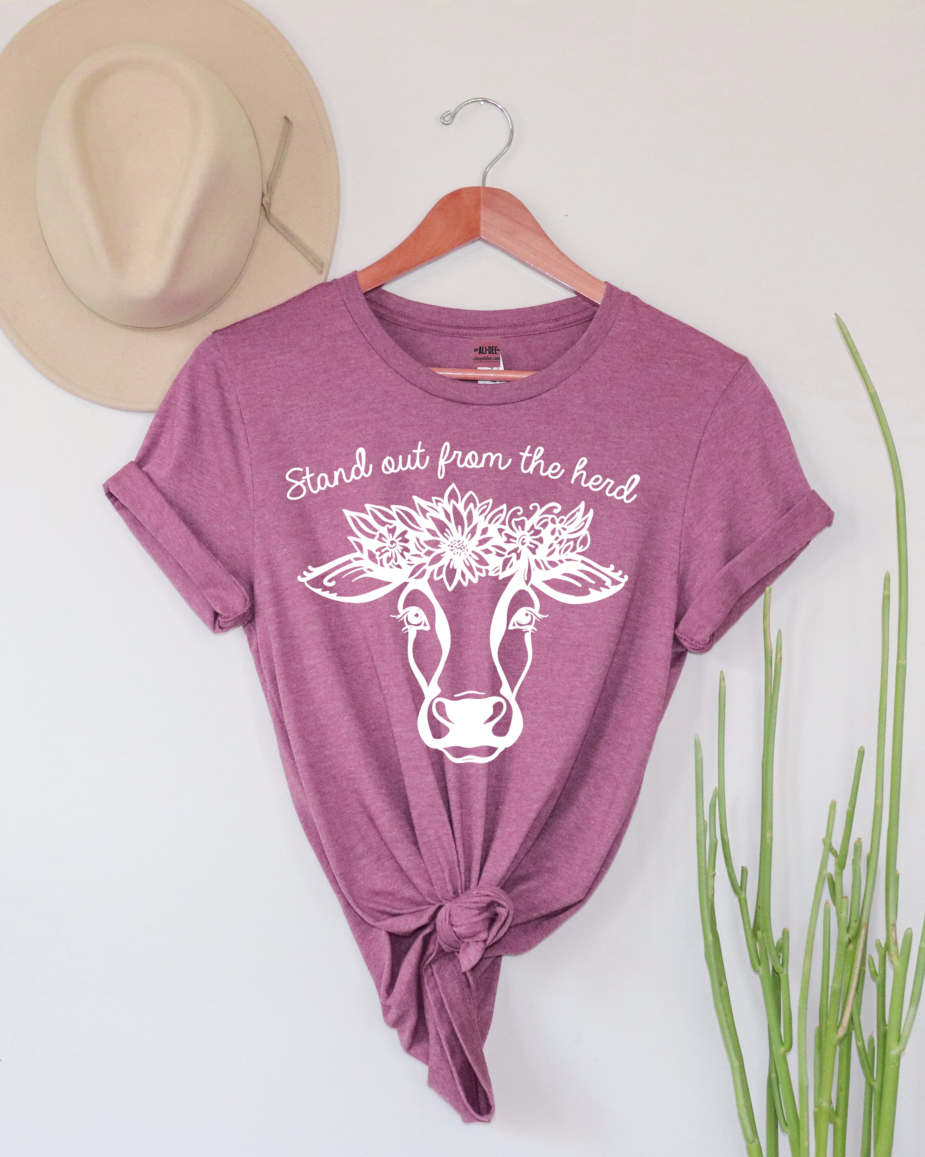 Stand Out From The Herd Tee - Heather Cassis – Ali Dee Wholesale