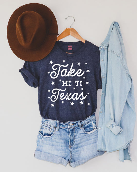 Take Me To Texas Tee - Heather Denim
