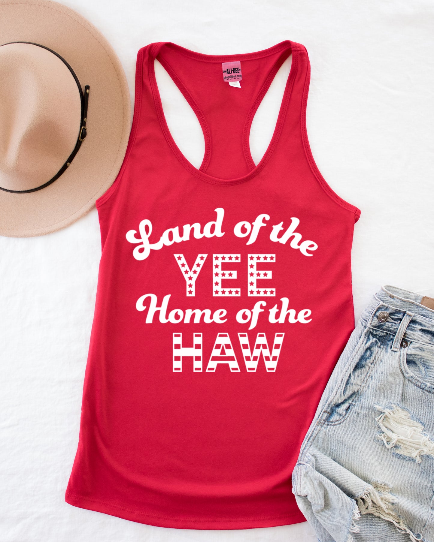 Land of the Yee Home of the Haw Western Graphic Tank - Red