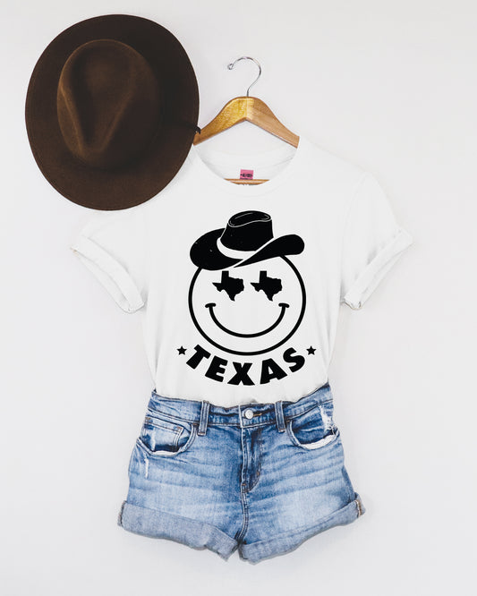 Texas Howdy Smiley Graphic Tee - White