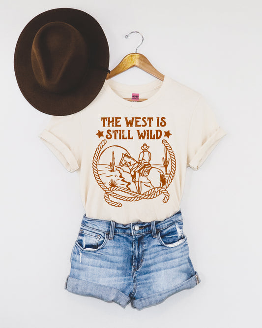 The West is Still Wild Western  Graphic Tee - Vintage White