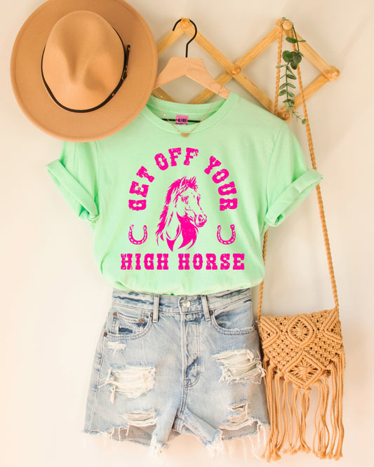 Get Off Your High Horse Western Graphic Tee - Neo Mint