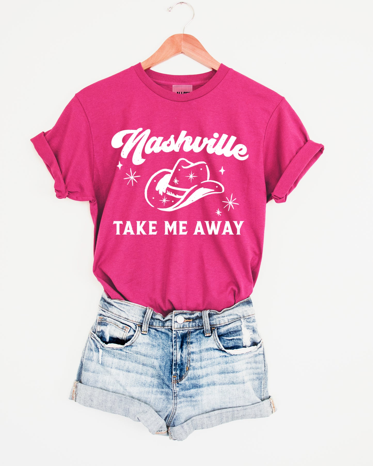 Nashville Take Me Away Graphic Tee - Fuchsia