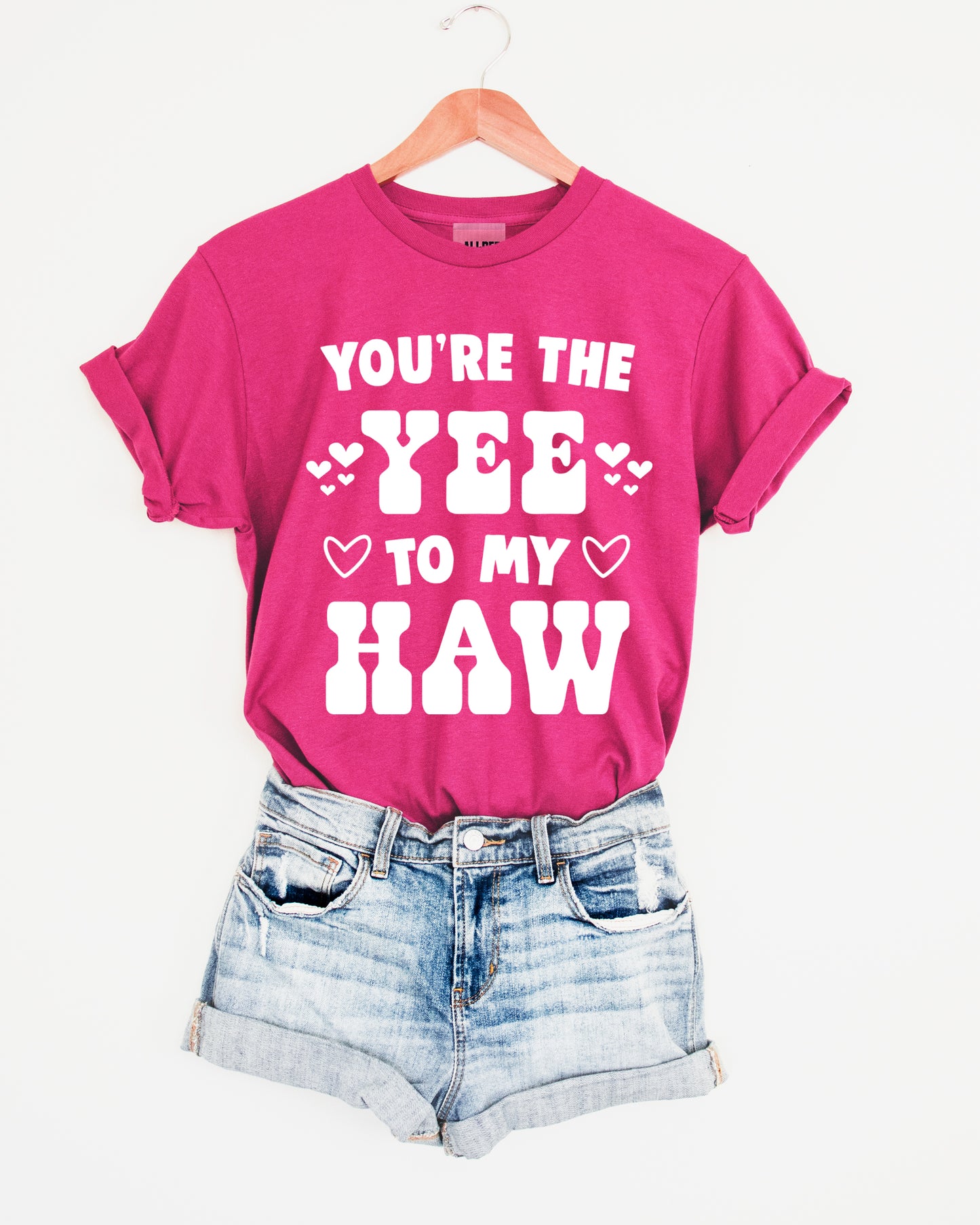 You're the Yee to My Haw Western Valentines Graphic Tee - Fuchsia