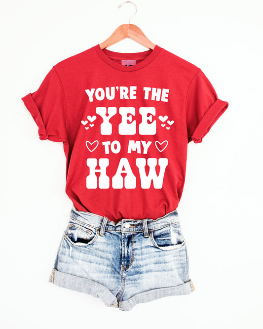 You're the Yee to My Haw Western Valentines Graphic Tee - Heather Red