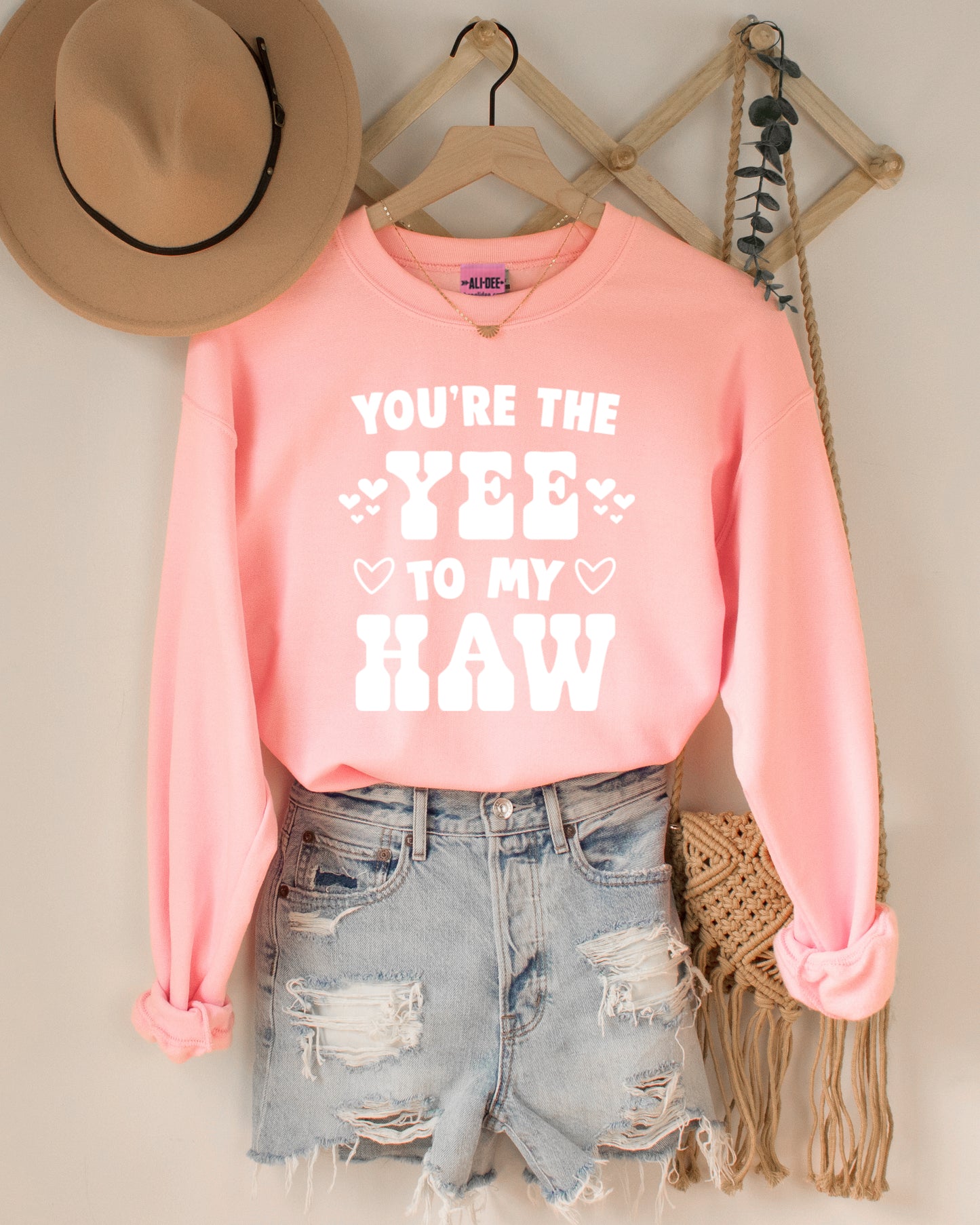 You're the Yee to My Haw Western Valentines Sweatshirt - Pink