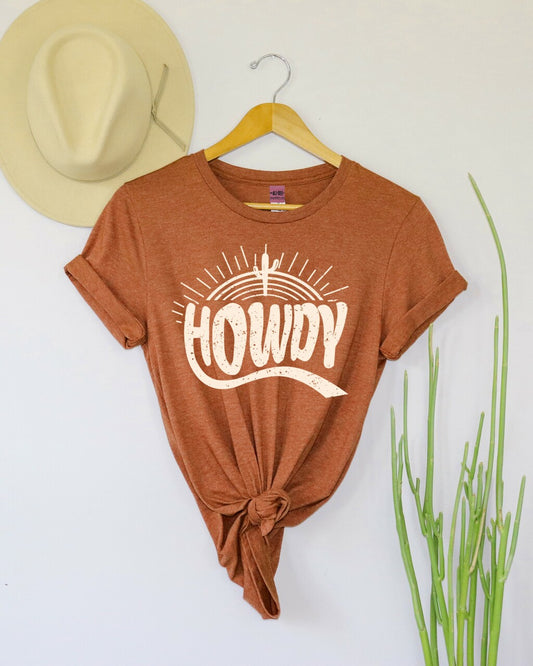 Howdy Sunset Tee - Heather Autumn